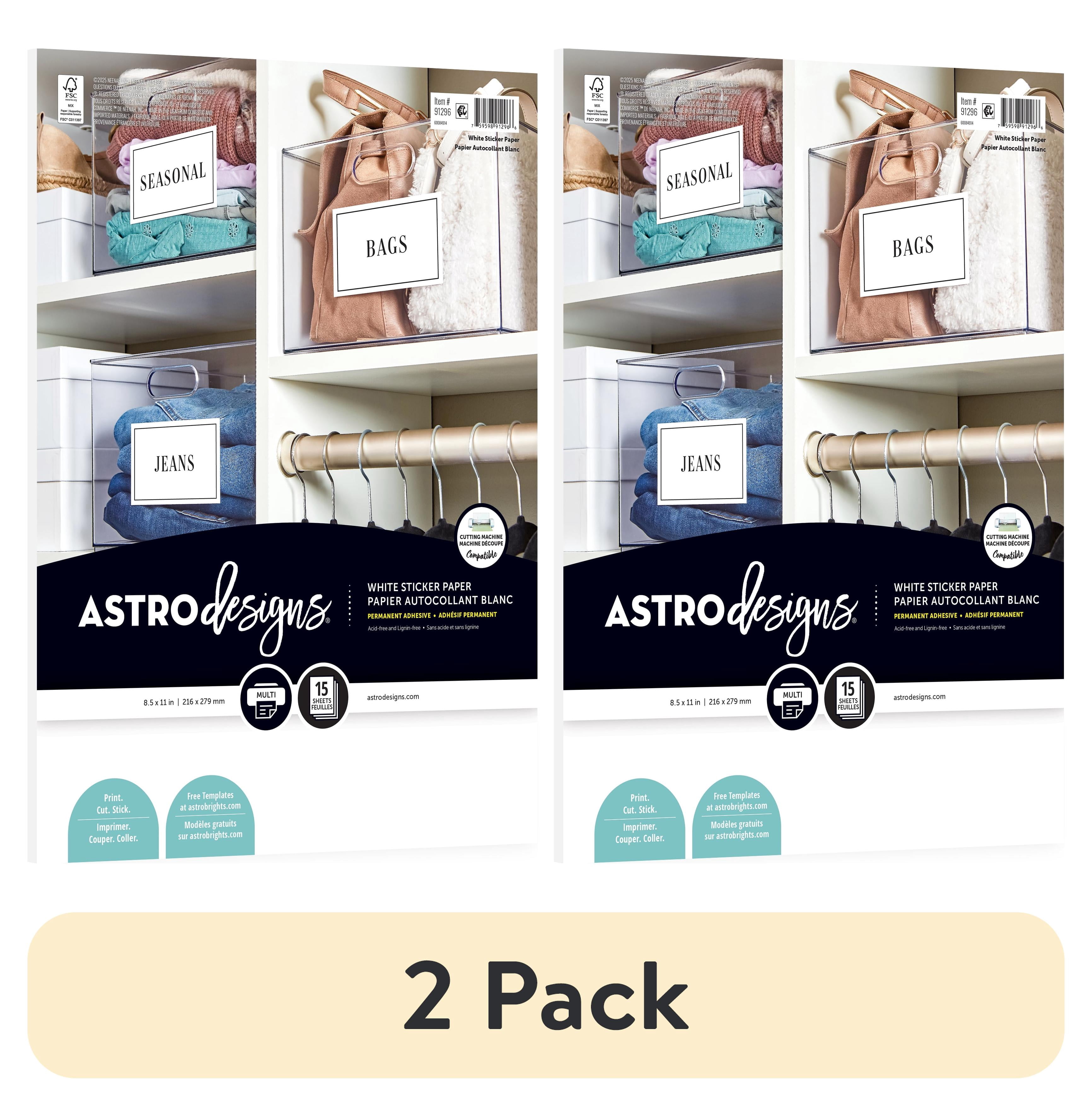 (2 pack) Astrodesigns Sticker Paper, 8.5" x 11", 24 lb., White, 15 Sheets