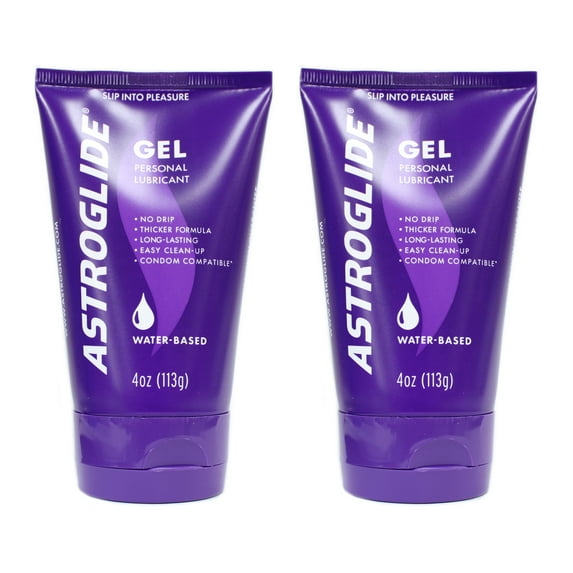 (2 pack) Astroglide Water Based Lube (4oz), Ultra Gentle Gel Personal Lubricant, Stays Put with No Drip, Sex Lube for Long-Lasting Pleasure for Men, Women and Couples - 2 Pack