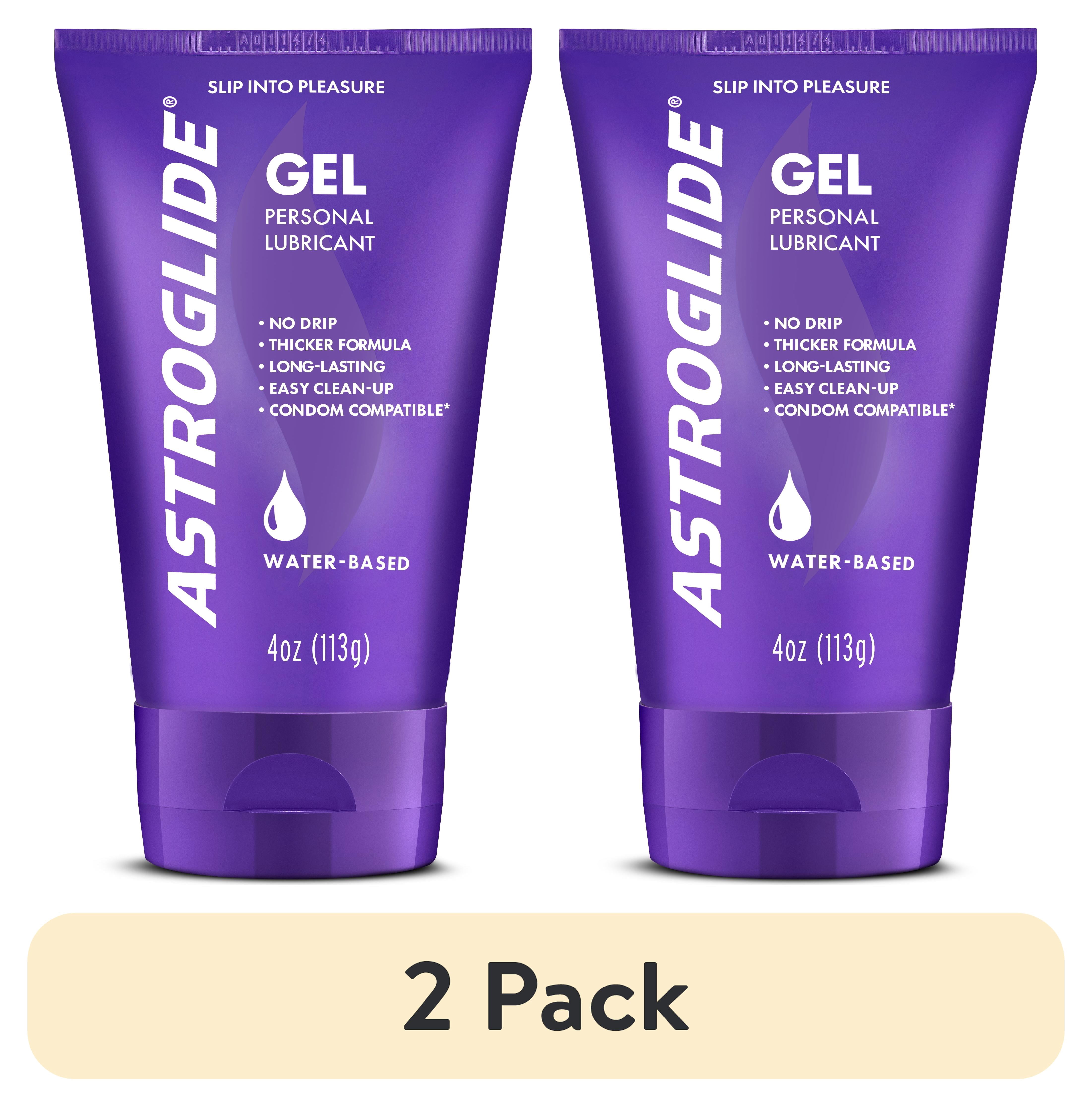 (2 pack) Astroglide Water Based Lube (4oz), Ultra Gentle Gel Personal Lubricant, Stays Put with No Drip, Sex Lube for Long-Lasting Pleasure for Men, Women and Couples