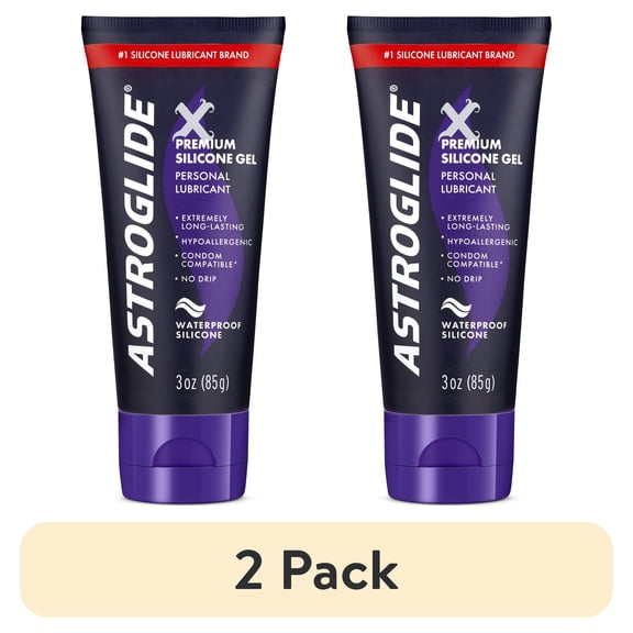 (2 pack) Astroglide X Gel, Premium Silicone Gel Personal Lubricant, Waterproof Lube, 3 oz