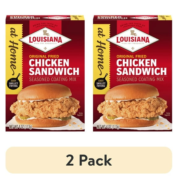 (2 pack) Louisiana Fish Fry Products At Home Chicken Sandwich Seasoned Batter & Coating Mix, 4.5 oz Box
