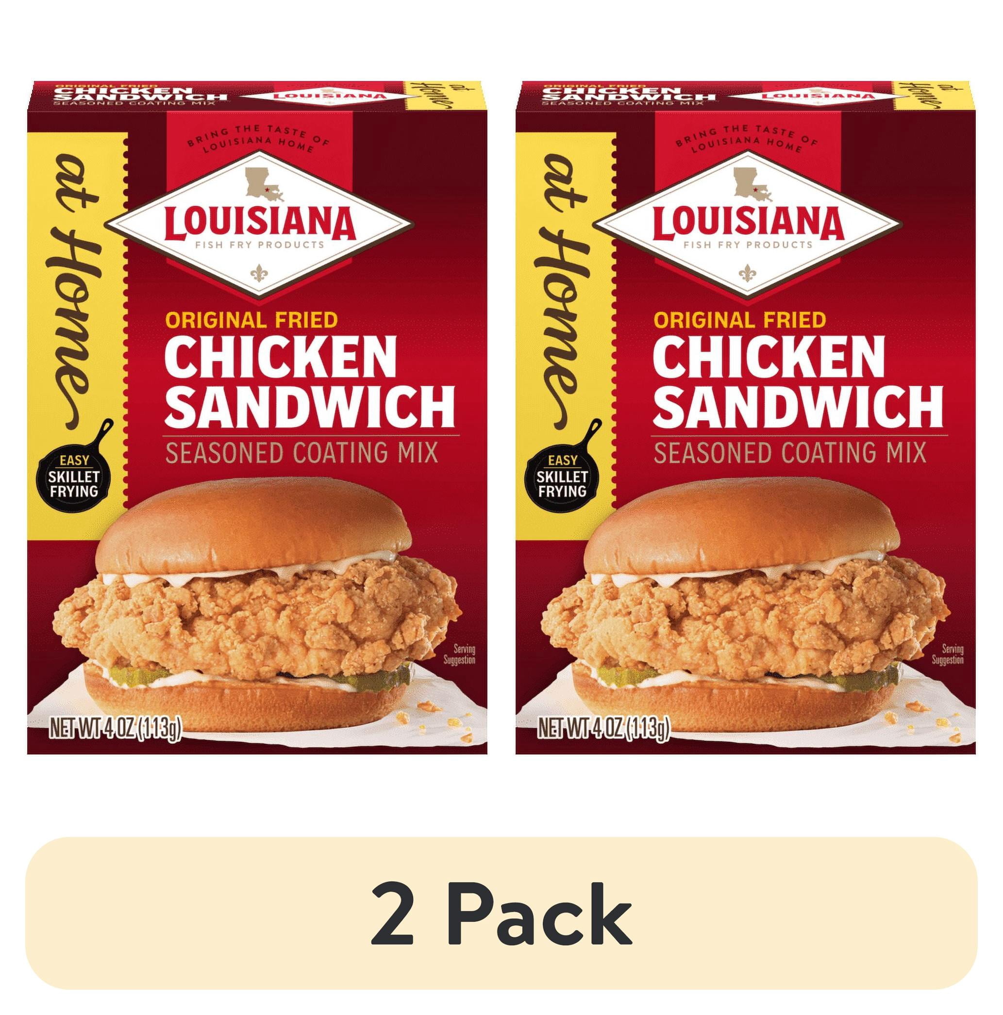 (2 pack) Louisiana Fish Fry Products At Home Chicken Sandwich Seasoned Batter & Coating Mix, 4.5 oz Box