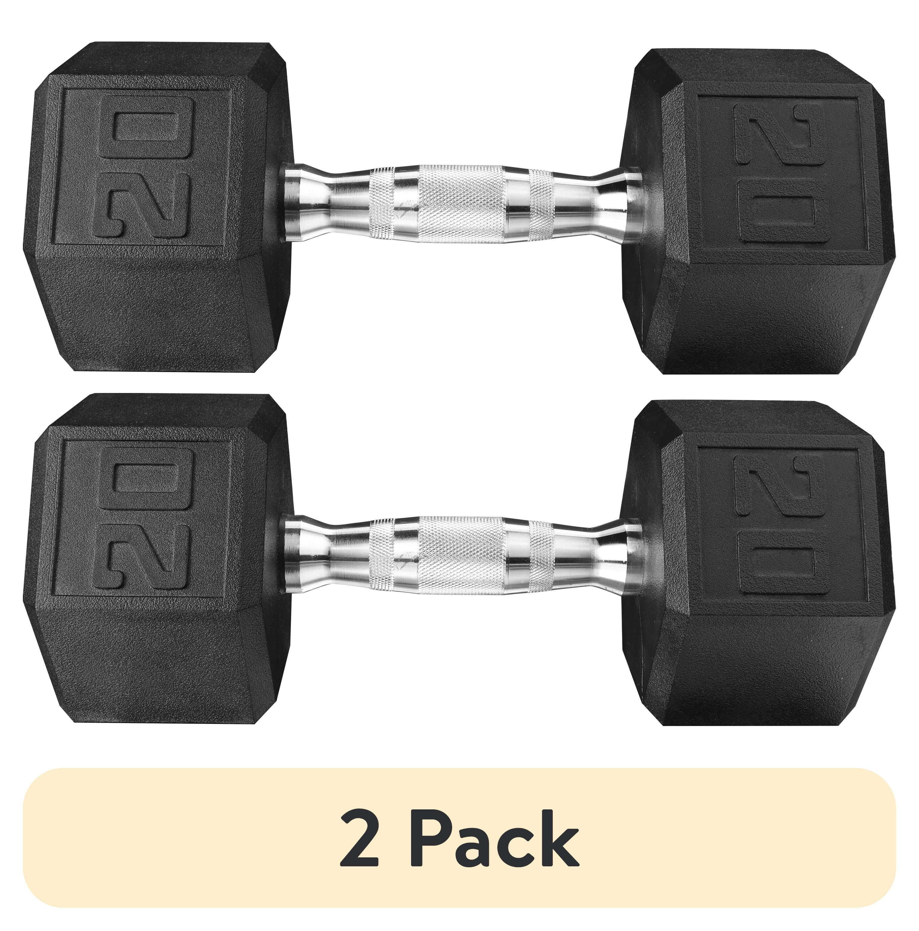 (2 pack) Athletic Works 20lb Hex Dumbbell, Single Weight, Black
