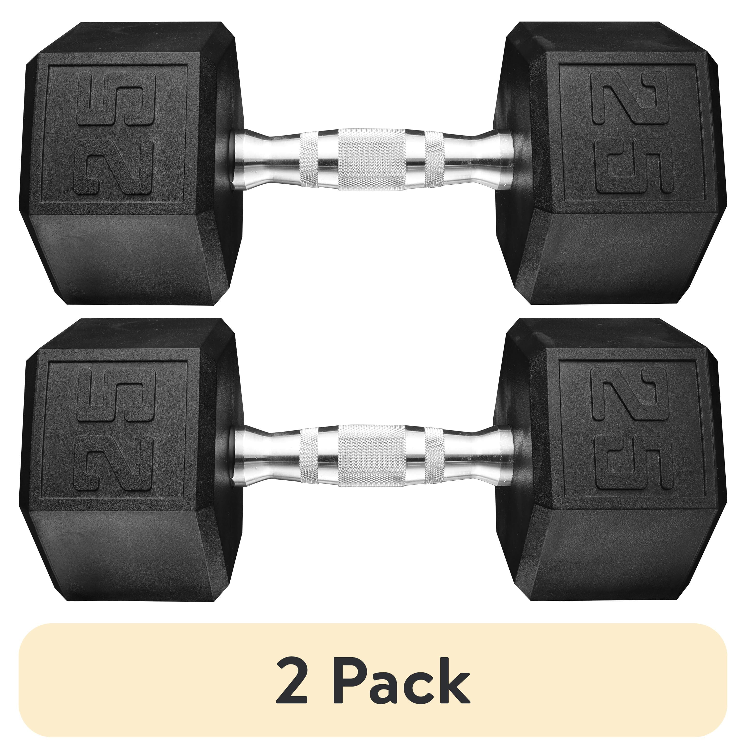 (2 pack) Athletic Works 25lb Hex Dumbbell, Single Weight, Black