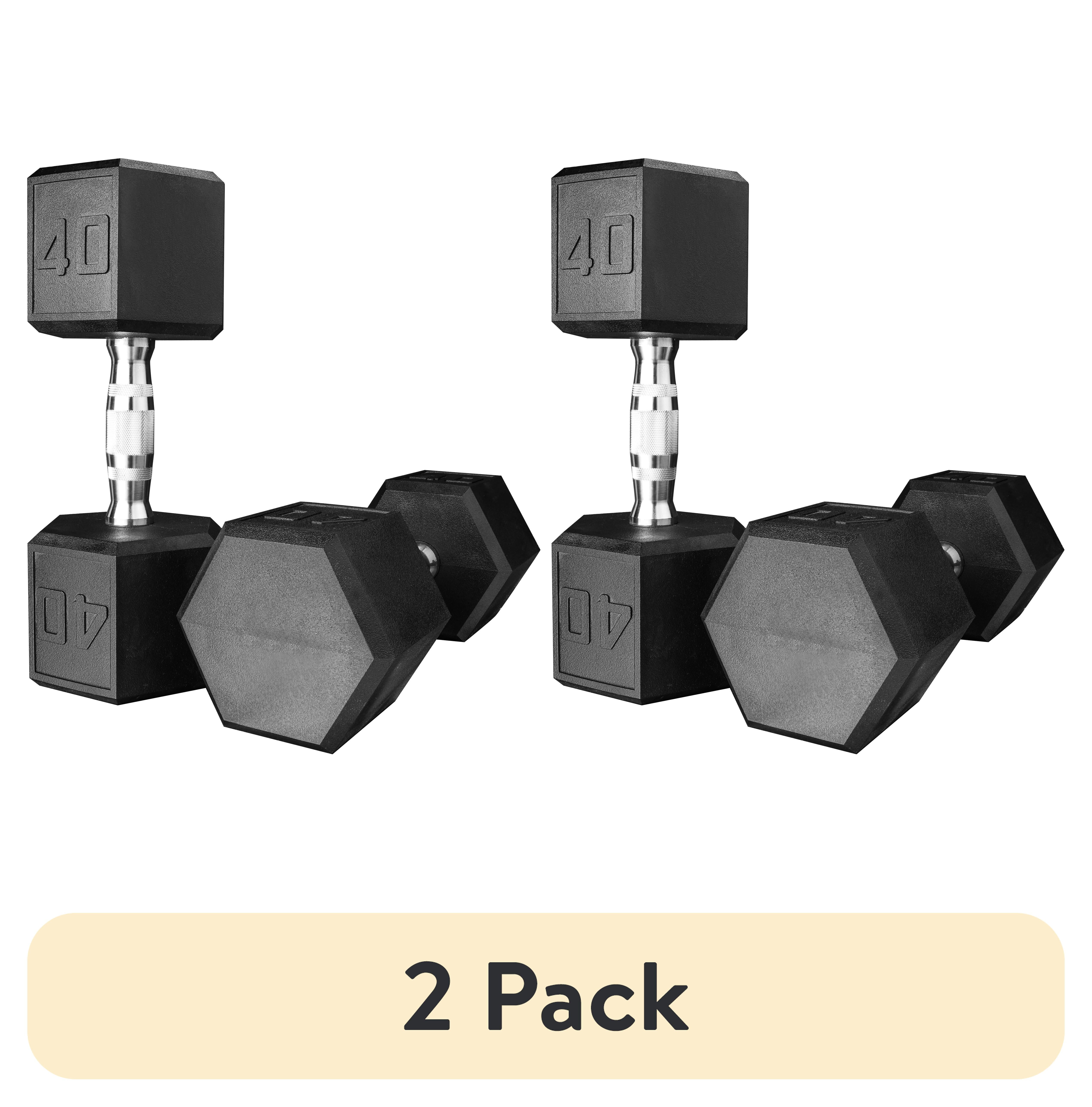 (2 pack) Athletic Works 40 lb Hex Dumbbell, Single Weight, Black