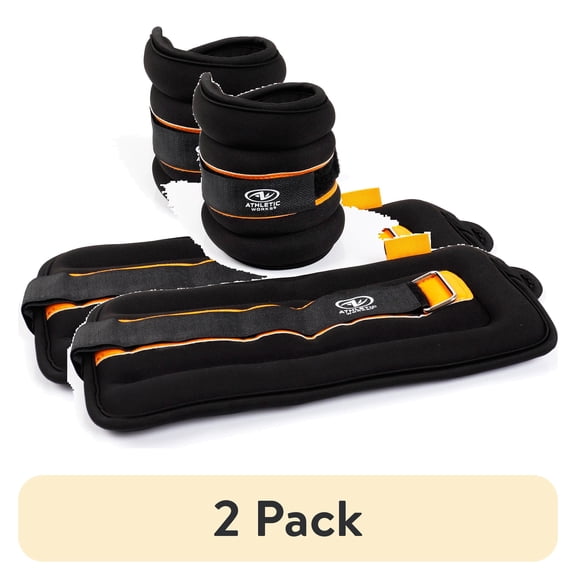 (2 pack) Athletic Works 5lb Pair Ankle & Wrist Weights (2pcs, Each One is 2.5LBS), Adjustable Strap