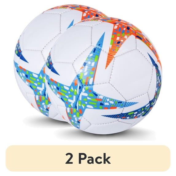 (2 pack) Athletic Works 6-inch Mini Size 1 Recreational Soccer Ball, Blue/Orange