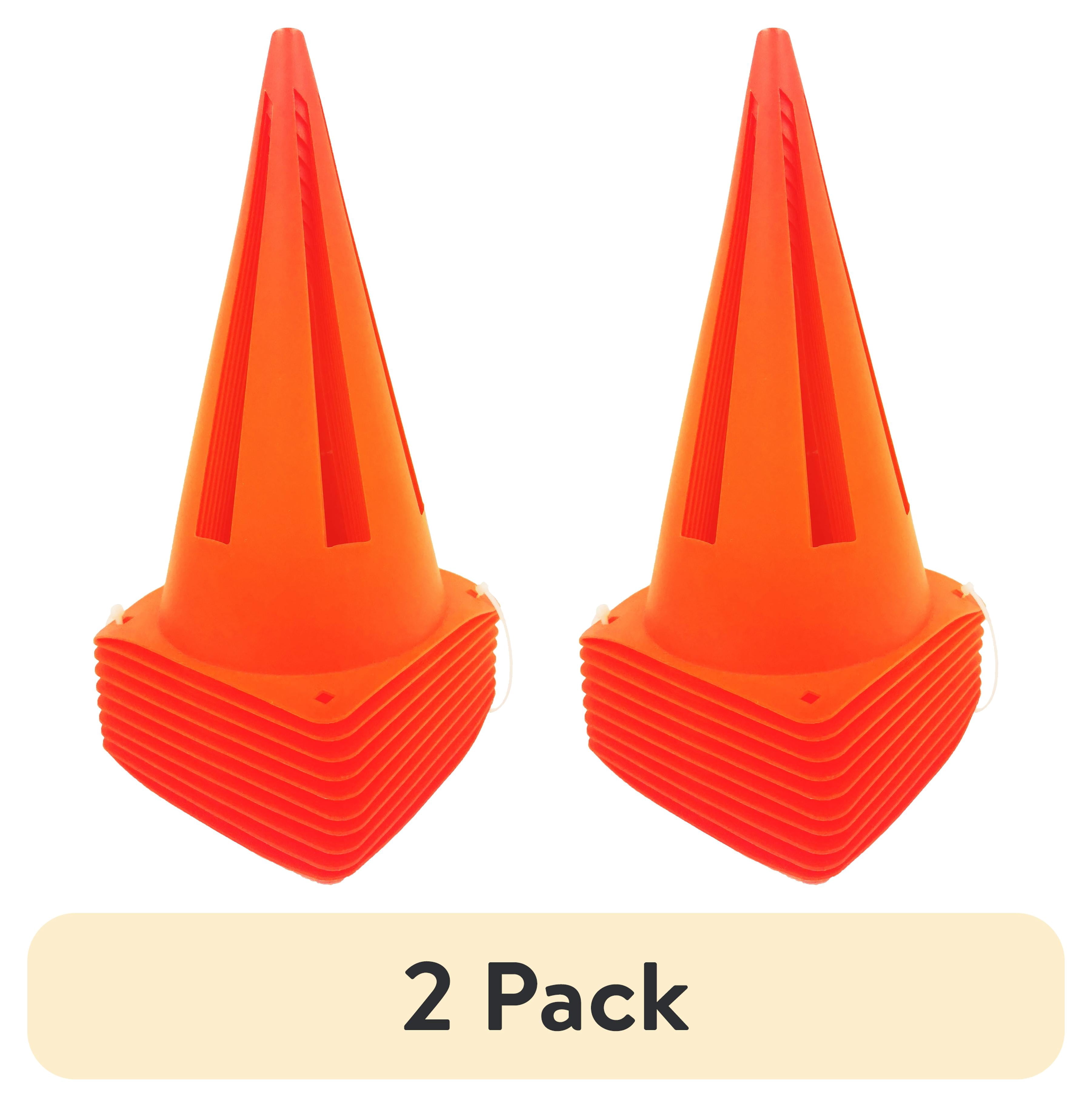 (2 pack) Athletic Works 9" Orange Field Cones 10 Pack, Durable PVC Material, 5.25" Square Base, 1.25 lbs, New