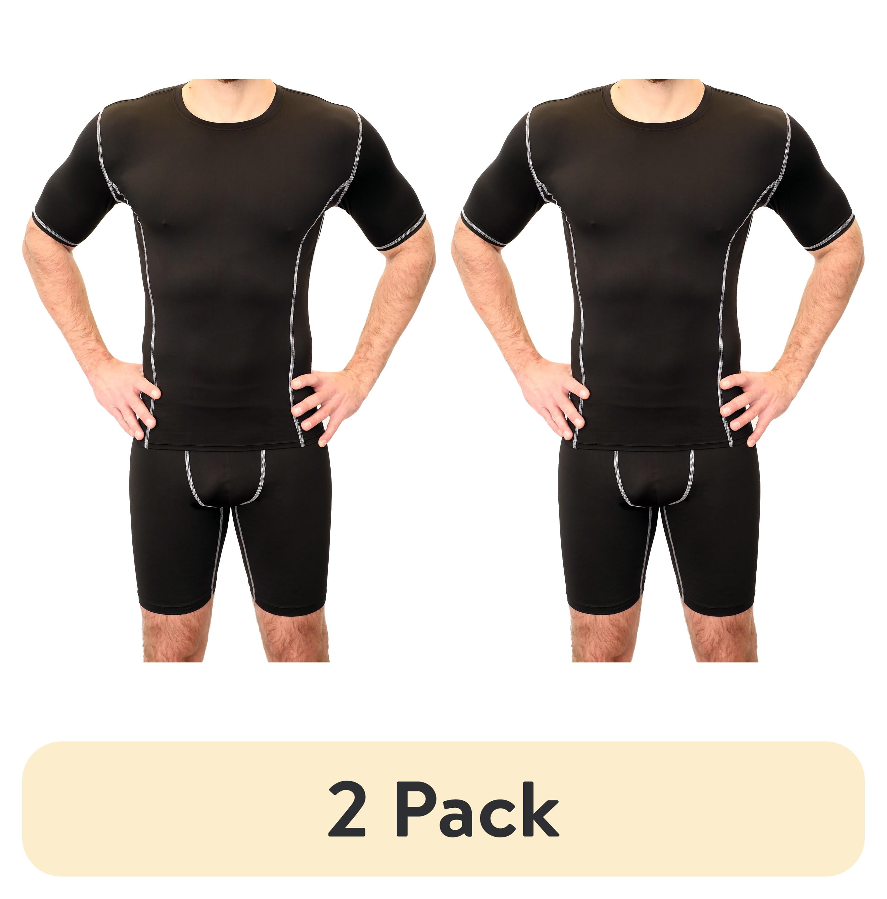 (2 pack) Athletic Works Adult Compression Crewneck Tee, Large, Black, Unisex, 1 Pack