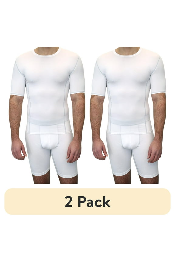 (2 pack) Athletic Works Adult Compression Crewneck Tee, Medium, White, Unisex, 1 Pack