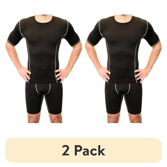 (2 pack) Athletic Works Adult Compression Crewneck Tee, Small, Black, Unisex, 1 Pack