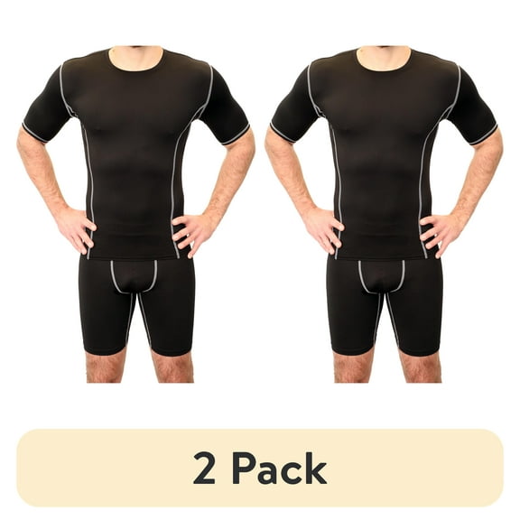 (2 pack) Athletic Works Adult Compression Crewneck Tee, XL, Black, Unisex, 1 Pack