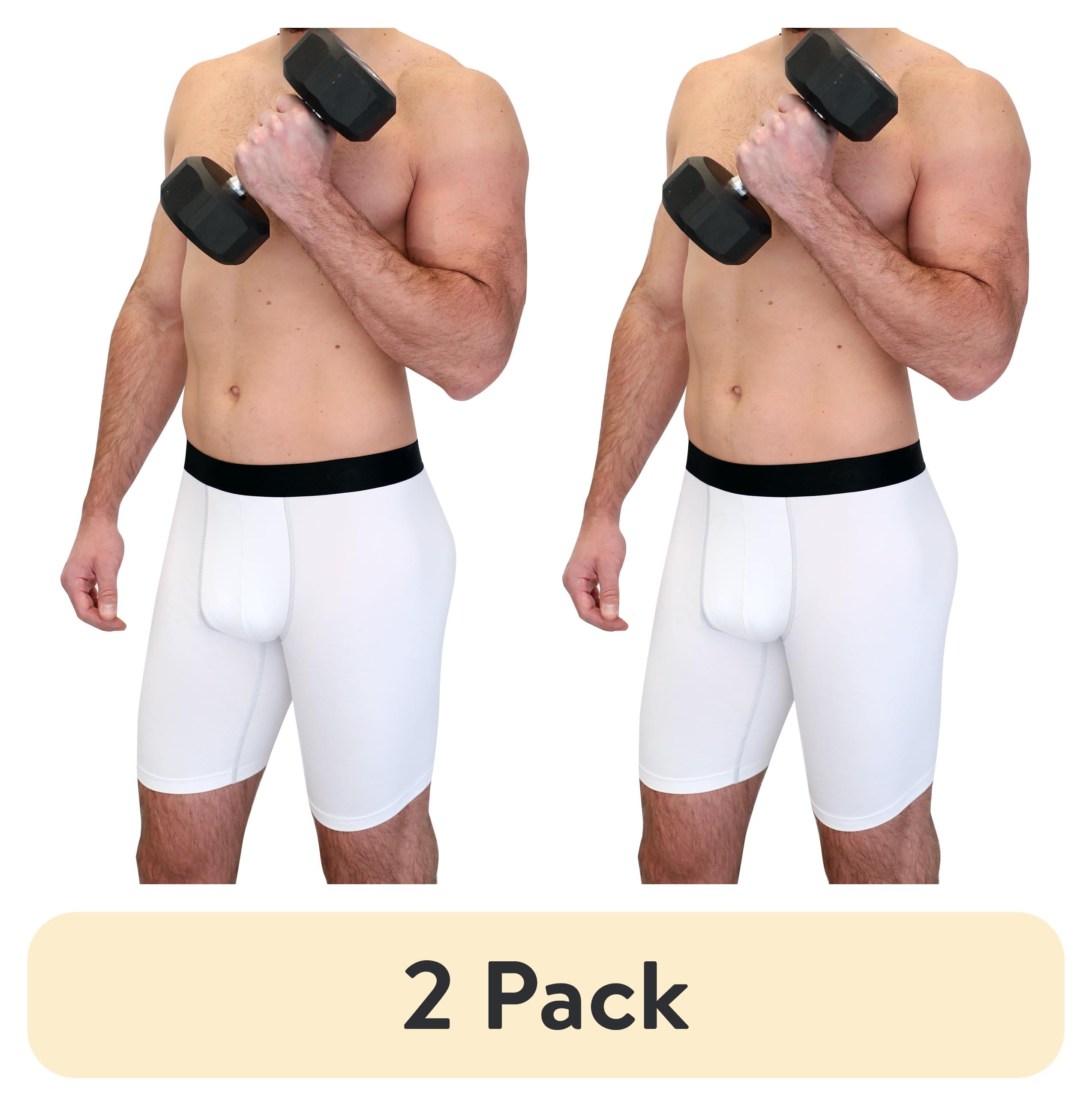 (2 pack) Athletic Works Adult Compression Long Short, Small, White, Unisex, 1 Pack