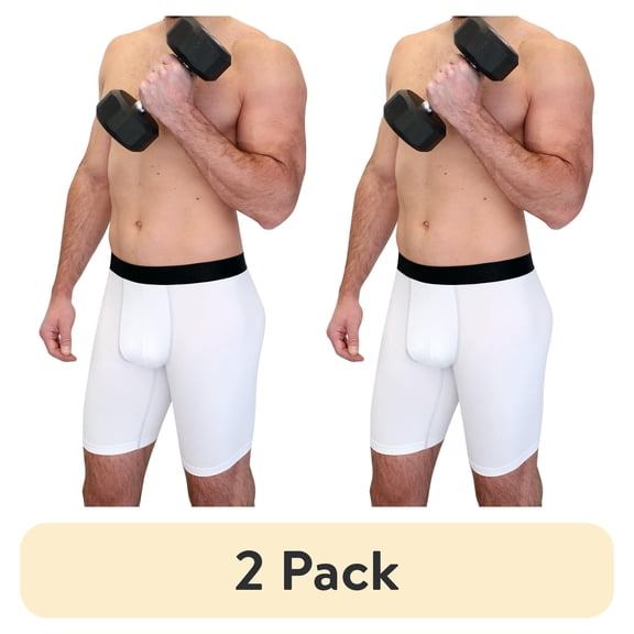 (2 pack) Athletic Works Adult Compression Long Short, Small, White, Unisex, 1 Pack