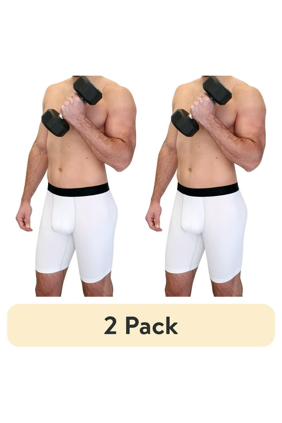 (2 pack) Athletic Works Adult Compression Long Short, Small, White, Unisex, 1 Pack
