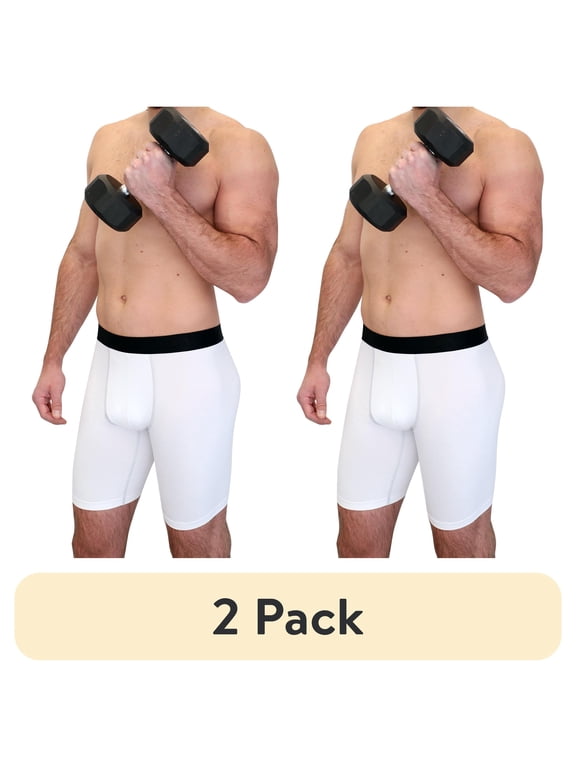 (2 pack) Athletic Works Adult Compression Long Short, Small, White, Unisex, 1 Pack