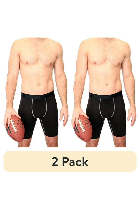 (2 pack) Athletic Works Adult Compression Long Short, XL, Black, Unisex, 1 Pack