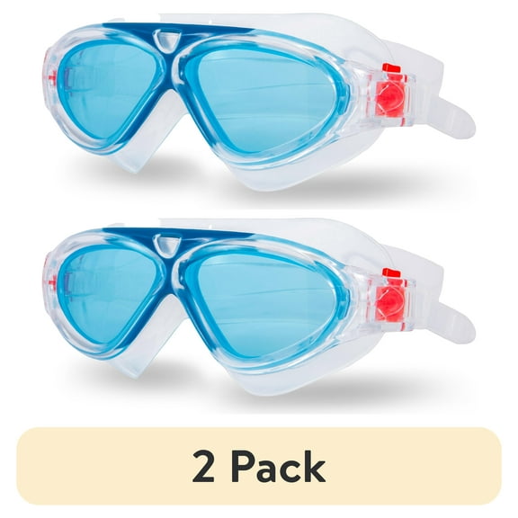 (2 pack) Athletic Works Adult Sport Racing Anti-fog Goggle, Blue