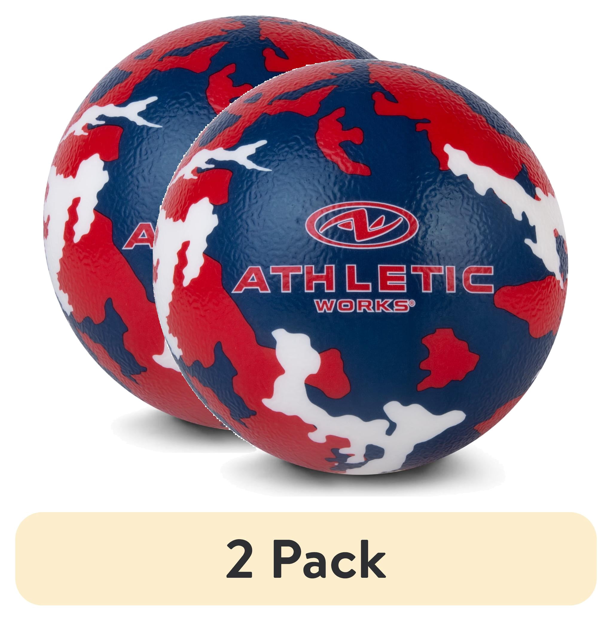 (2 pack) Athletic Works Americana Camo Dodgeball, 7 in, Child 3 Years & up, Red, White and Blue