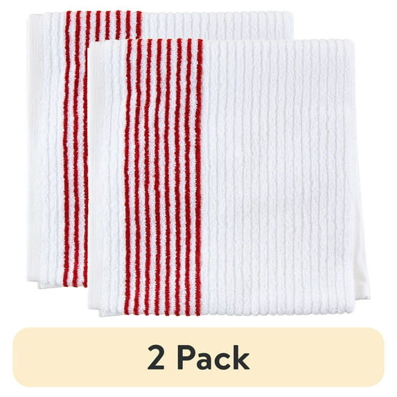(2 pack) Athletic Works Caddy Golf Towel, White & Red