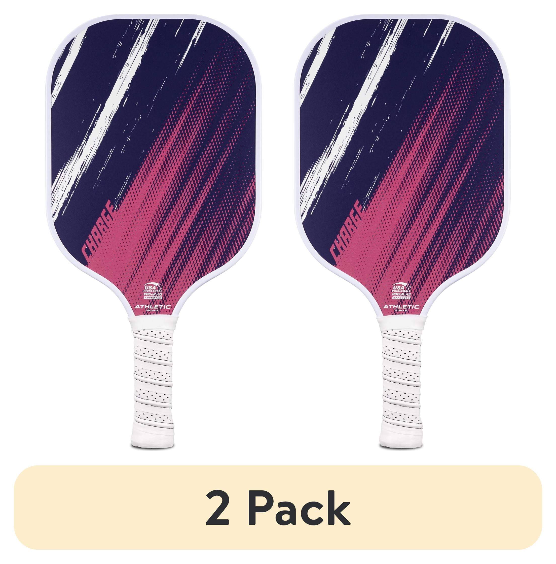 (2 pack) Athletic Works Charge Fiberglass Pickleball Paddle, Pink