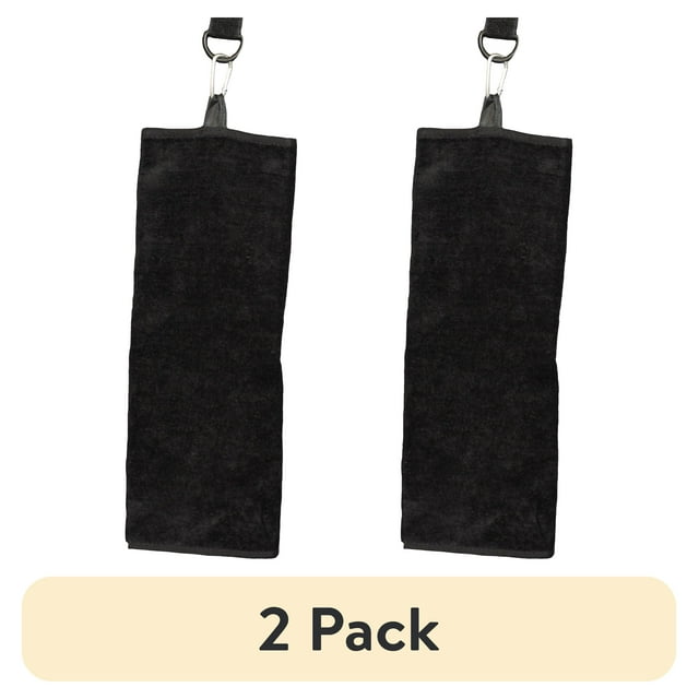 (2 pack) Athletic Works Cotton Sports Towels, Black