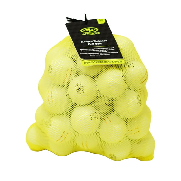 (2 pack) Athletic Works Distance Golf Balls – 48-Pack 2-Piece High-Performance Balls with Mesh Storage Bag