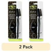 (2 pack) Athletic Works Dual Bristle Golf Club Brush with Retractable Clip – Wire & Nylon Bristles for Golf Club & Groove Cleaning