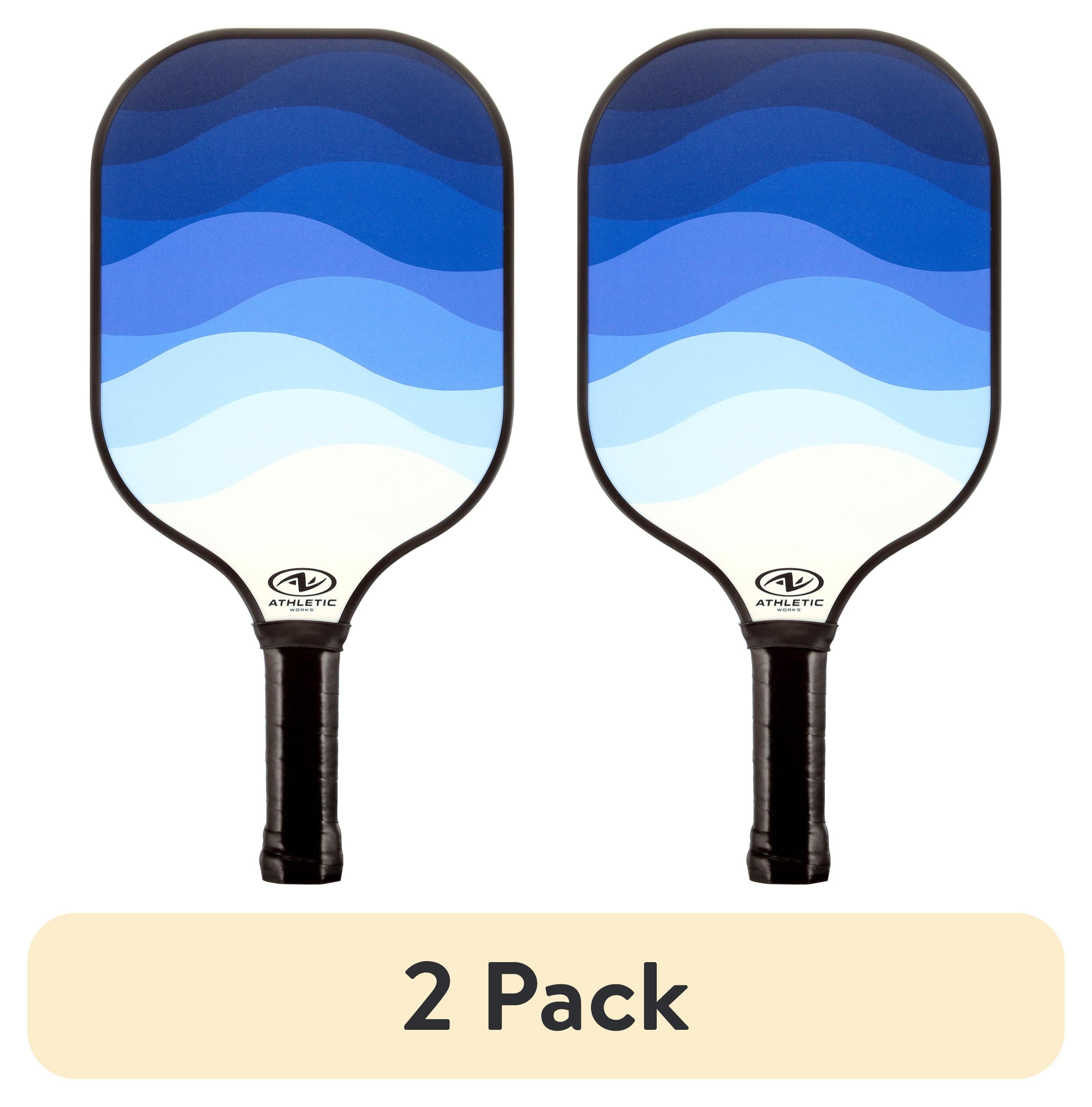 (2 pack) Athletic Works Fiberglass Pickleball Paddle, Blue Wave