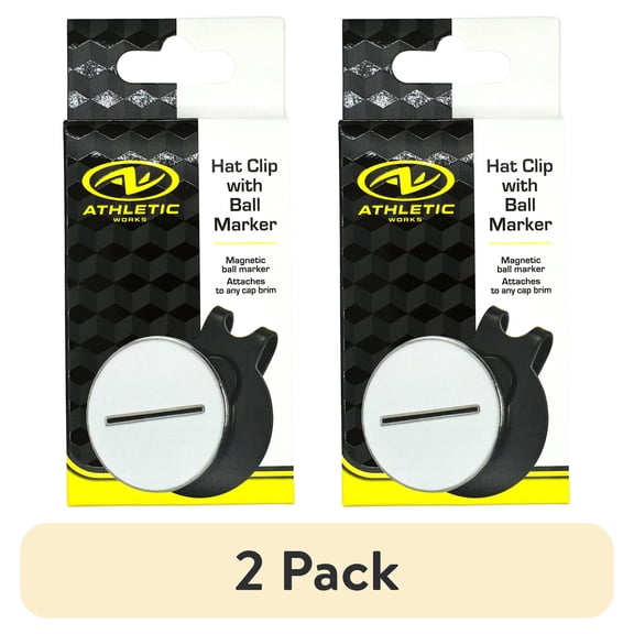 (2 pack) Athletic Works Golf Ball Markers Hat Clip, 2 Piece, Black