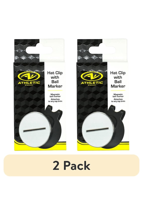 (2 pack) Athletic Works Golf Ball Markers Hat Clip, 2 Piece, Black