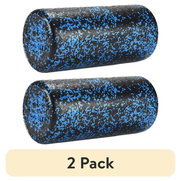 (2 pack) Athletic Works High Density Foam Roller, 13" Length, Blue/Black
