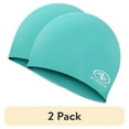 thumbnail image 1 of (2 pack) Athletic Works Junior Size Teal Silicone Swim Cap, Unisex, 8.25" x 7", 40g, 1 of 8