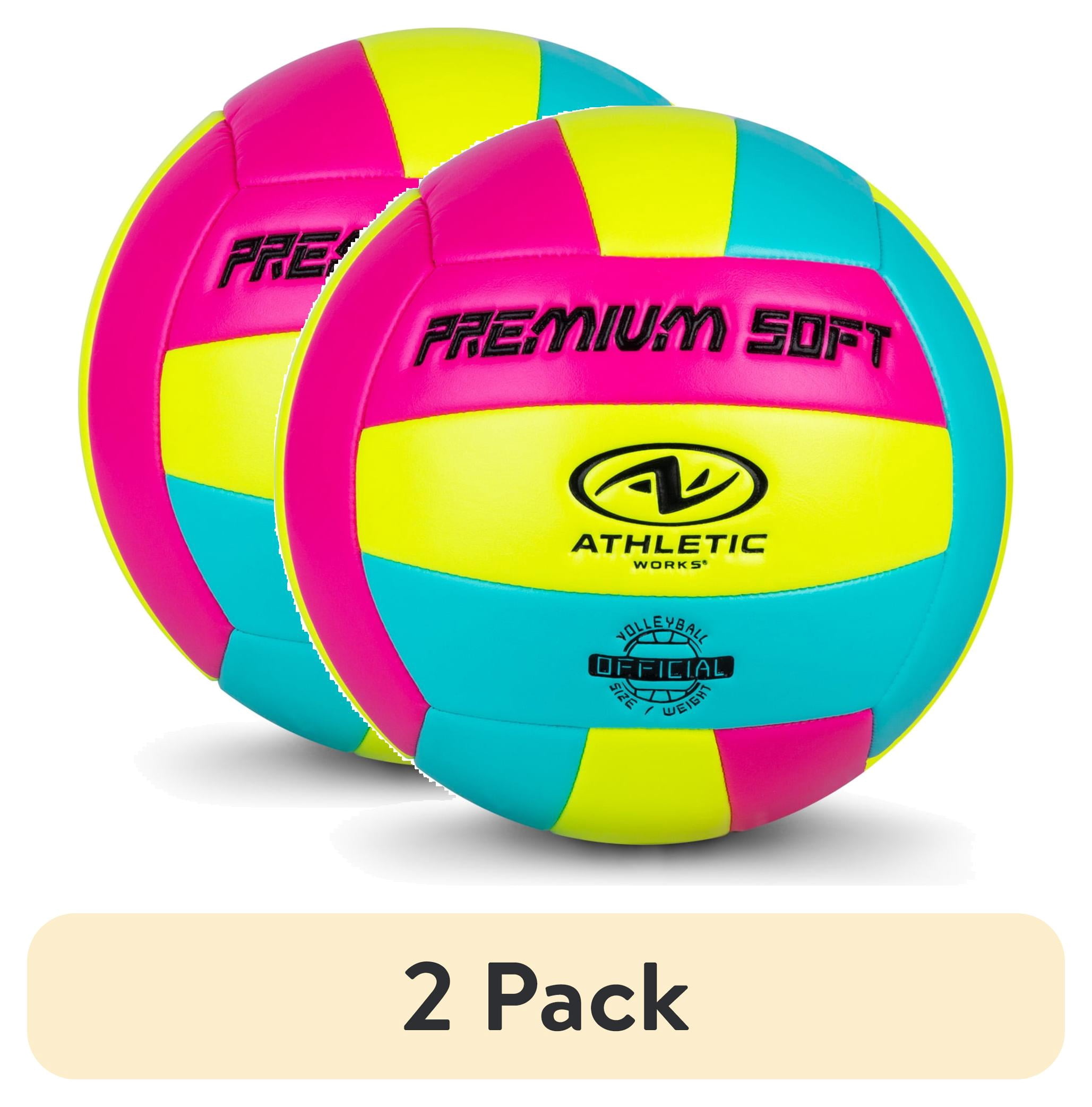 (2 pack) Athletic Works Multicolor Size 5 Neon Volleyball for Practice or Gameplay