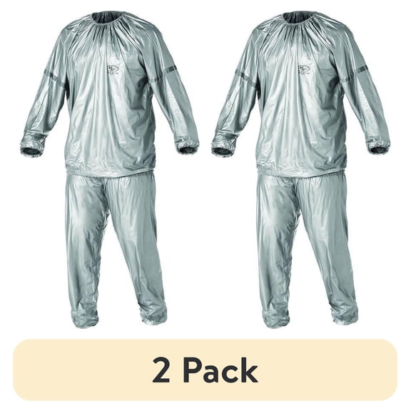 (2 pack) Athletic Works Sauna Suit with Reflective Detailing on Sleeves, Medium/Large, Silver