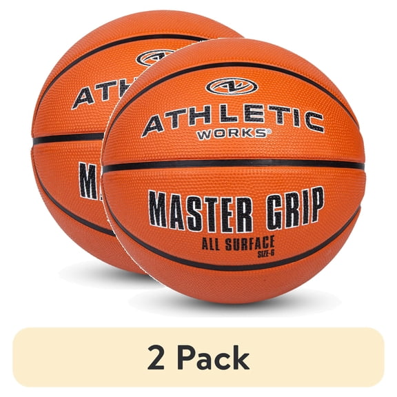 (2 pack) Athletic Works Size 6 Master Grip Basketball for Child 9-11 Years Old