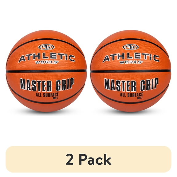 (2 pack) Athletic Works Size 7 Master Grip Basketball for Players 12 Years and Up