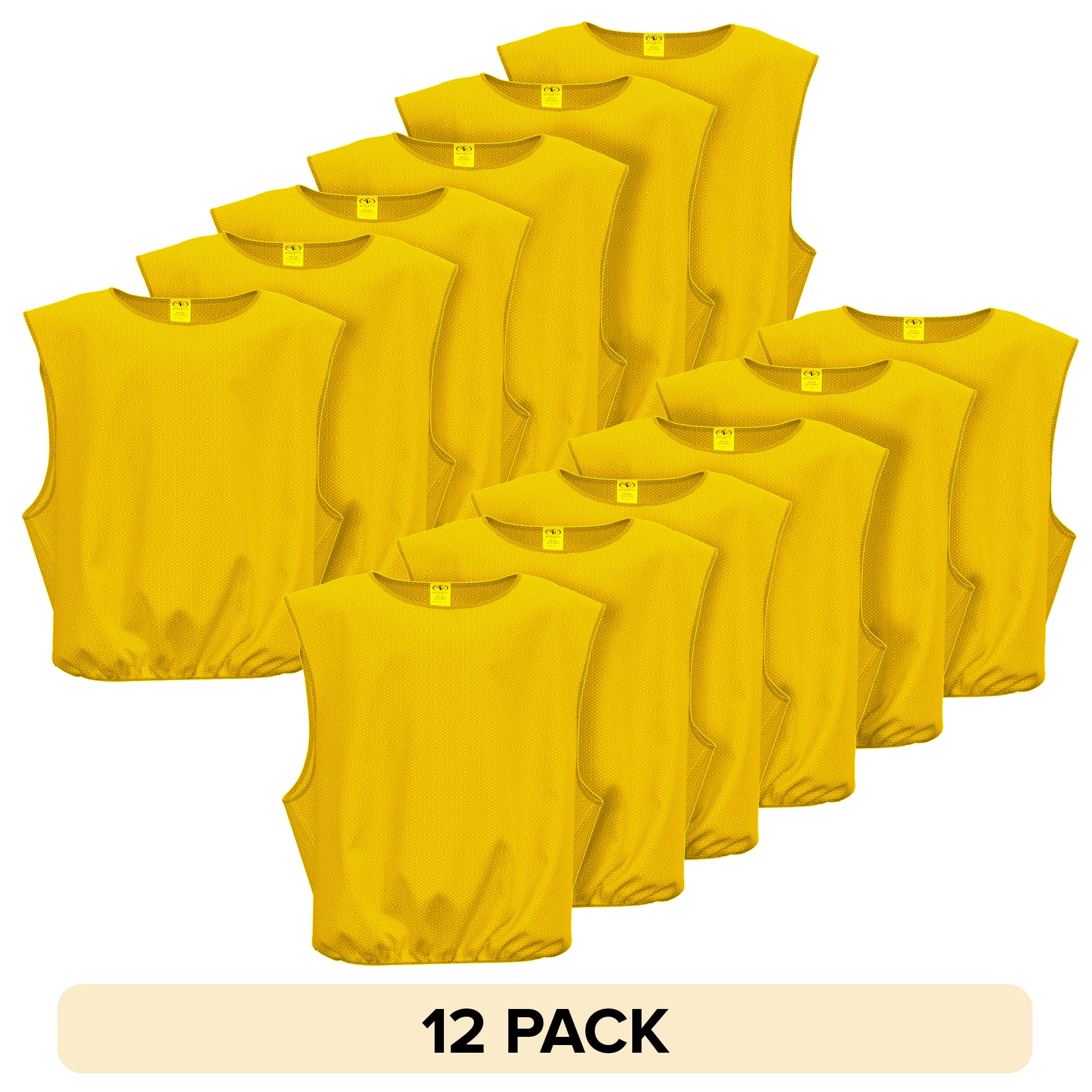 (12 pack) Athletic Works Sleeveless Pullover Junior Scrimmage Vest&nbsp;(Kids), Yellow