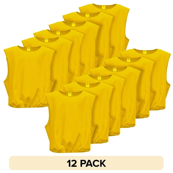 (12 pack) Athletic Works Sleeveless Pullover Junior Scrimmage Vest (Kids), Yellow