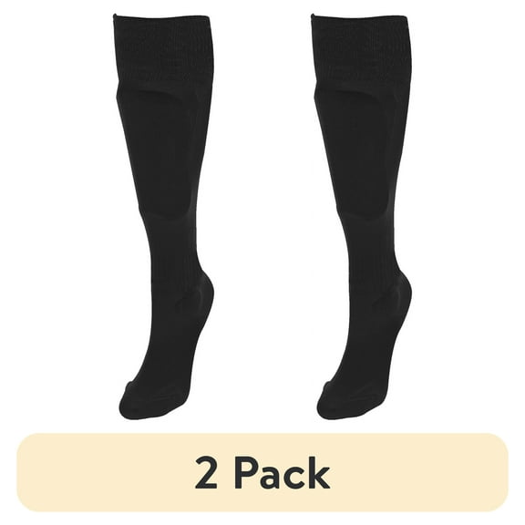 (2 pack) Athletic Works Sock Shin Guard, Black, Extra Small