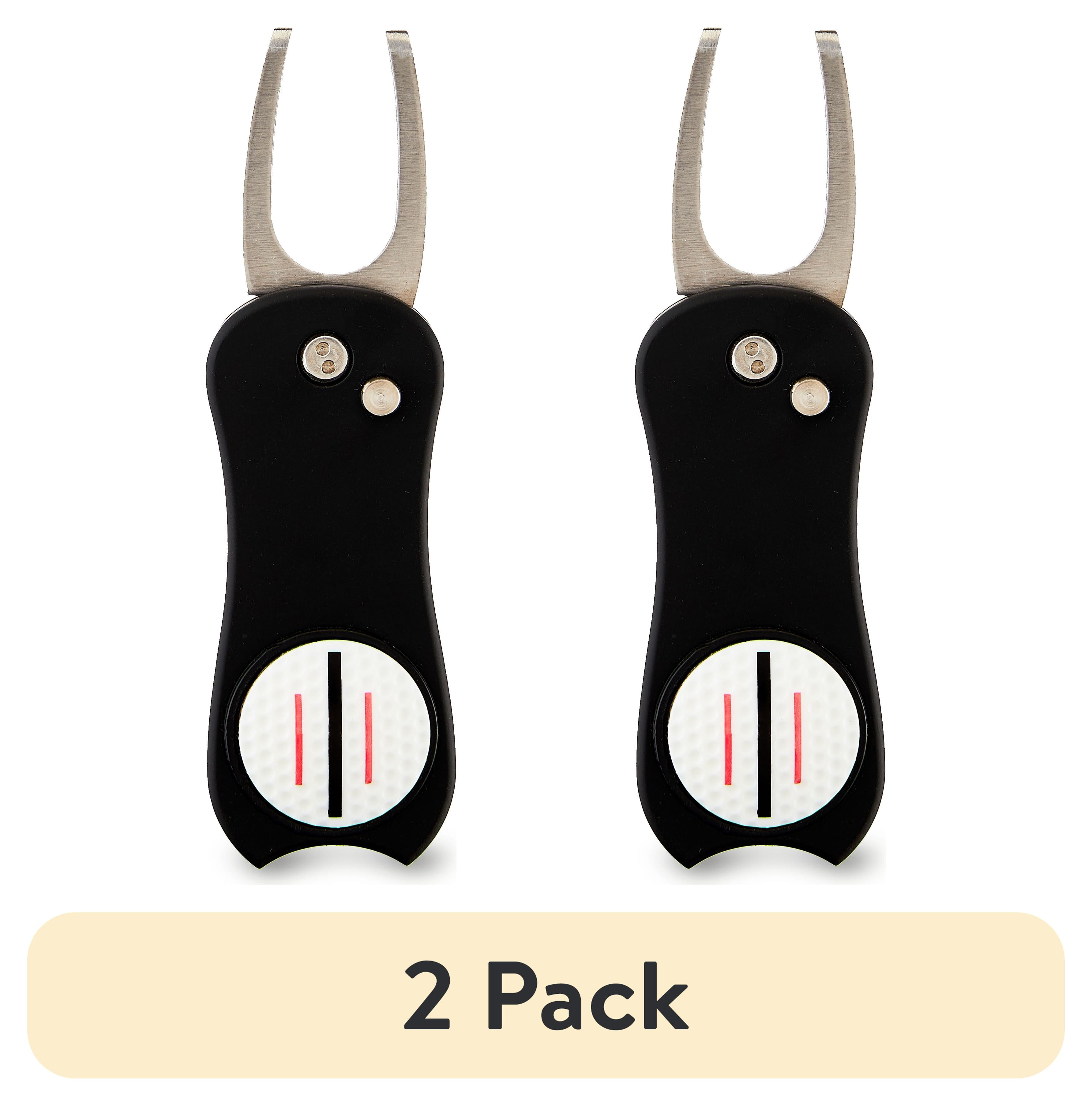 (2 pack) Athletic Works Spring-Assisted Golf Divot Tool with Magnetic Ball Marker – Foldable Golf Repair Tool for Men, Women & Teens