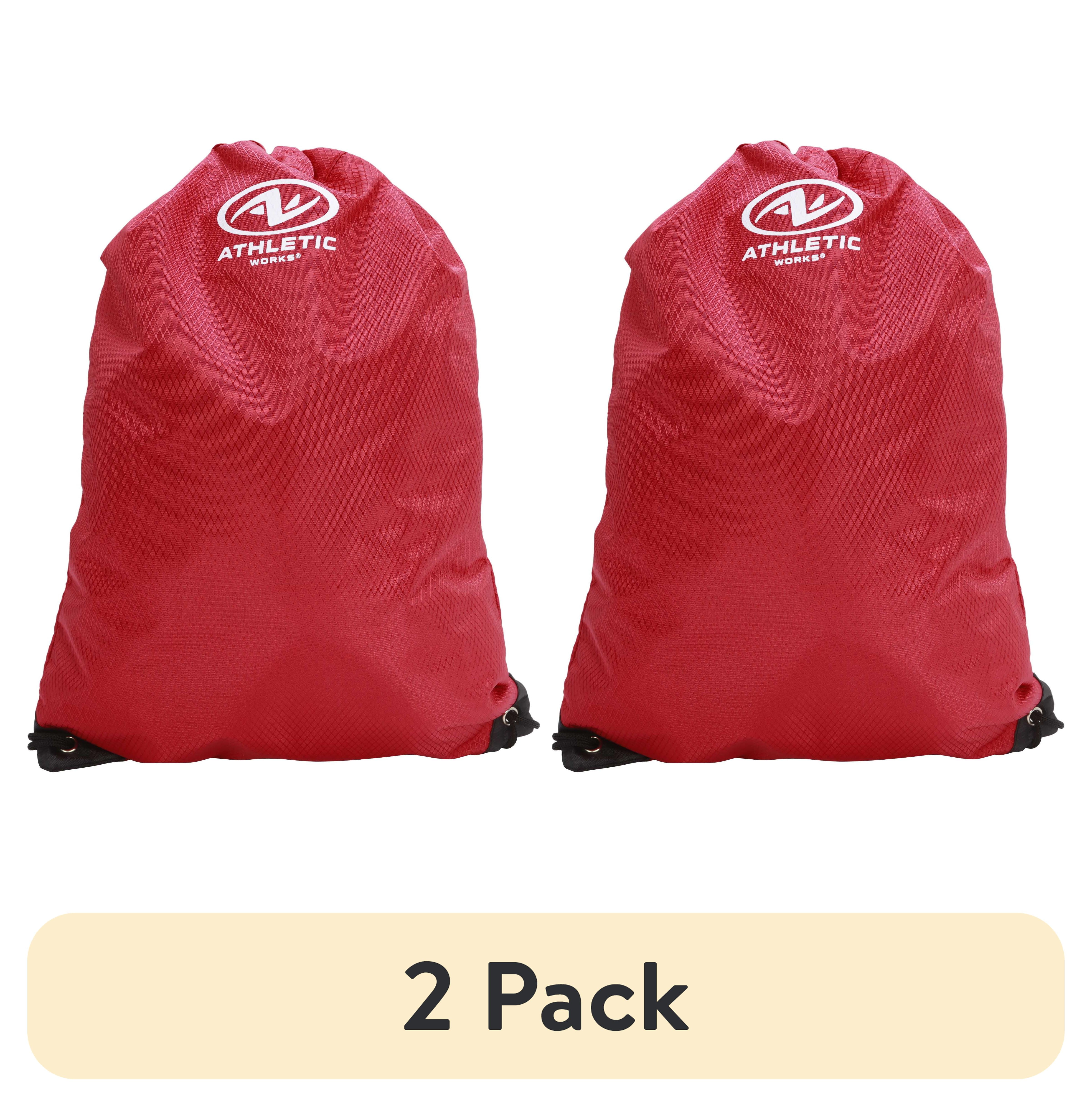 (2 pack) Athletic Works Unisex 11L Adult Fitness Gym Cinch Sack Backpack, Red