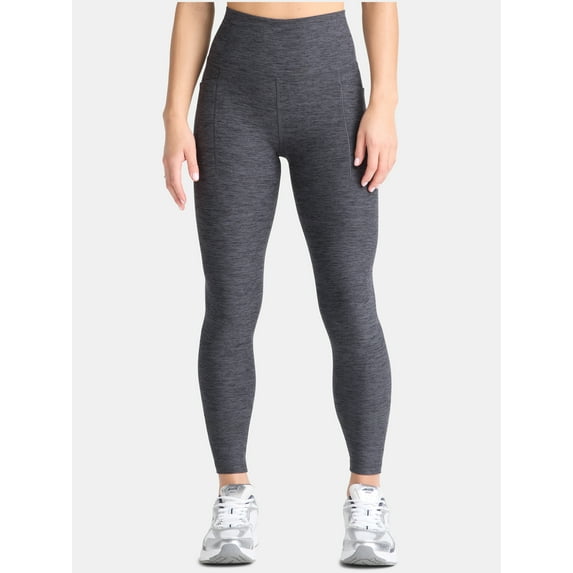 (2 pack) Athletic Works Women's and Women's Plus ButterCore Full Length Leggings with Pockets, Sizes XS-4X