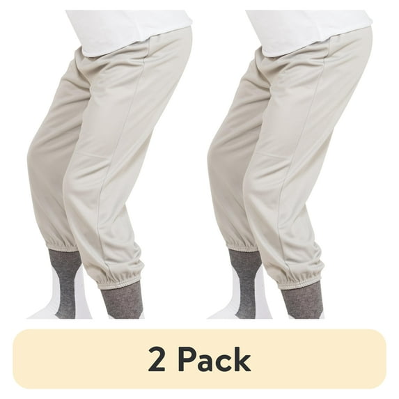 (2 pack) Athletic Works Youth Baseball Pants, Kids Softball Pants, Grey, Size XL