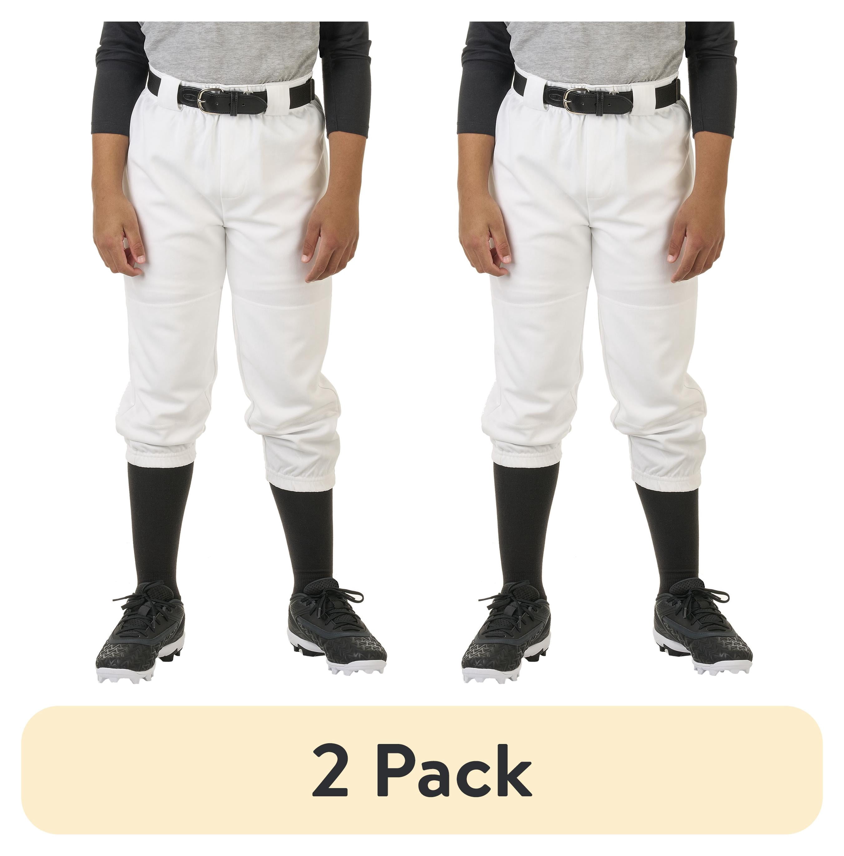 (2 pack) Athletic Works Youth Unisex Baseball/Softball Pants, Size M, White