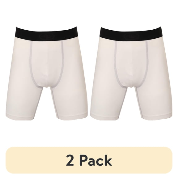 (2 pack) Athletic Works Youth Compression Long Short, Large, White, Unisex, 1 Pack