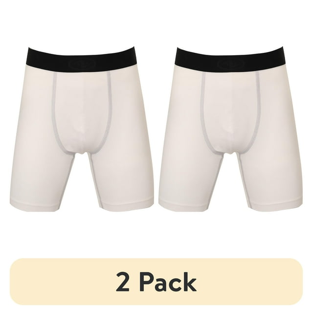 (2 pack) Athletic Works Youth Compression Long Short, Small, White, Unisex, 1 Pack