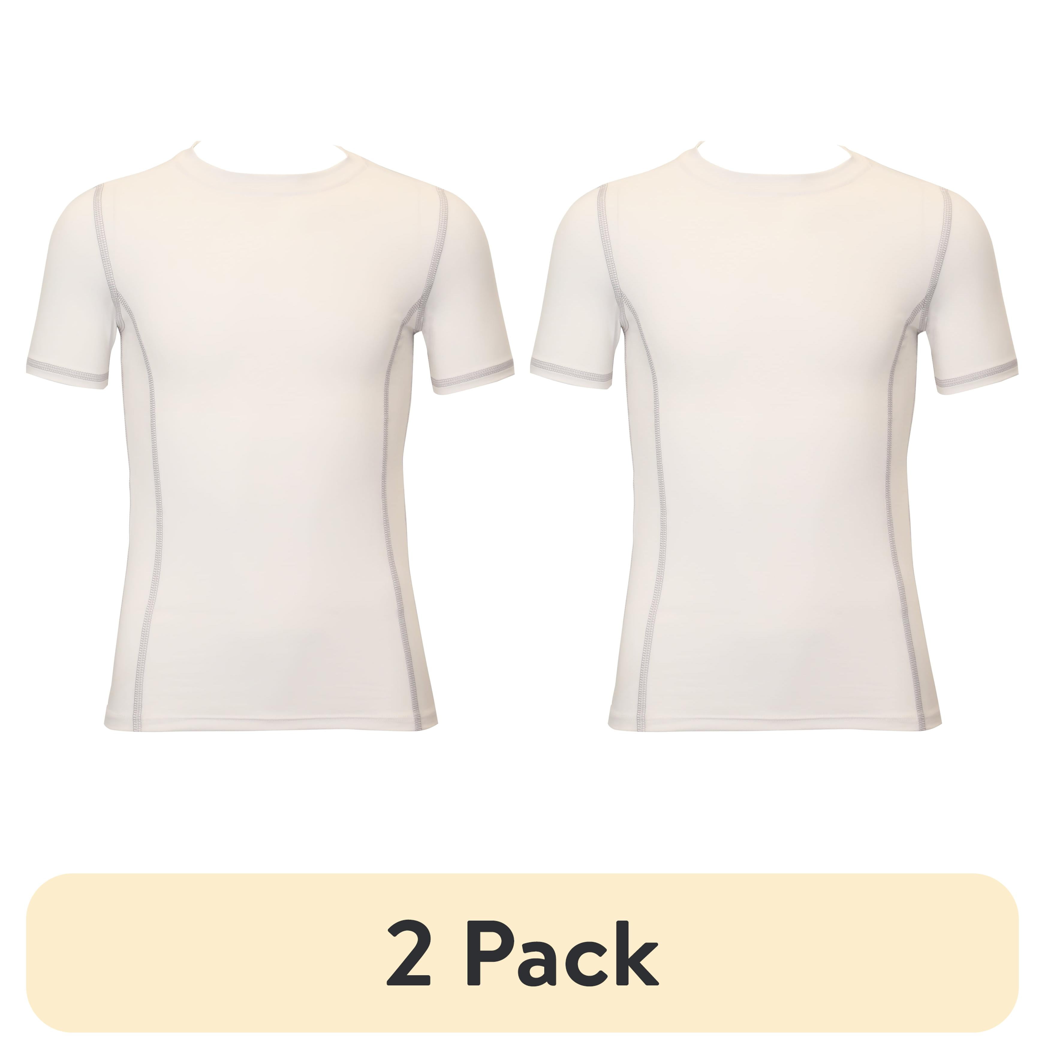 (2 pack) Athletic Works Youth Unisex Compression Crewneck Tee, Medium, White