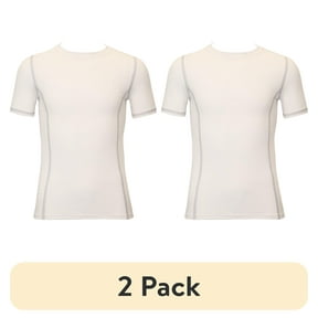 (2 pack) Athletic Works Youth Unisex Compression Crewneck Tee, Medium, White