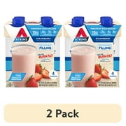 (2 pack) Atkins Protein Shake Strawberry Flavored, 15g Protein, Keto Friendly, 11 fl oz, 4 Count